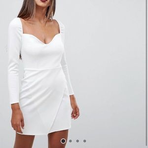 Long sleeve sweetheart wrap mini dress